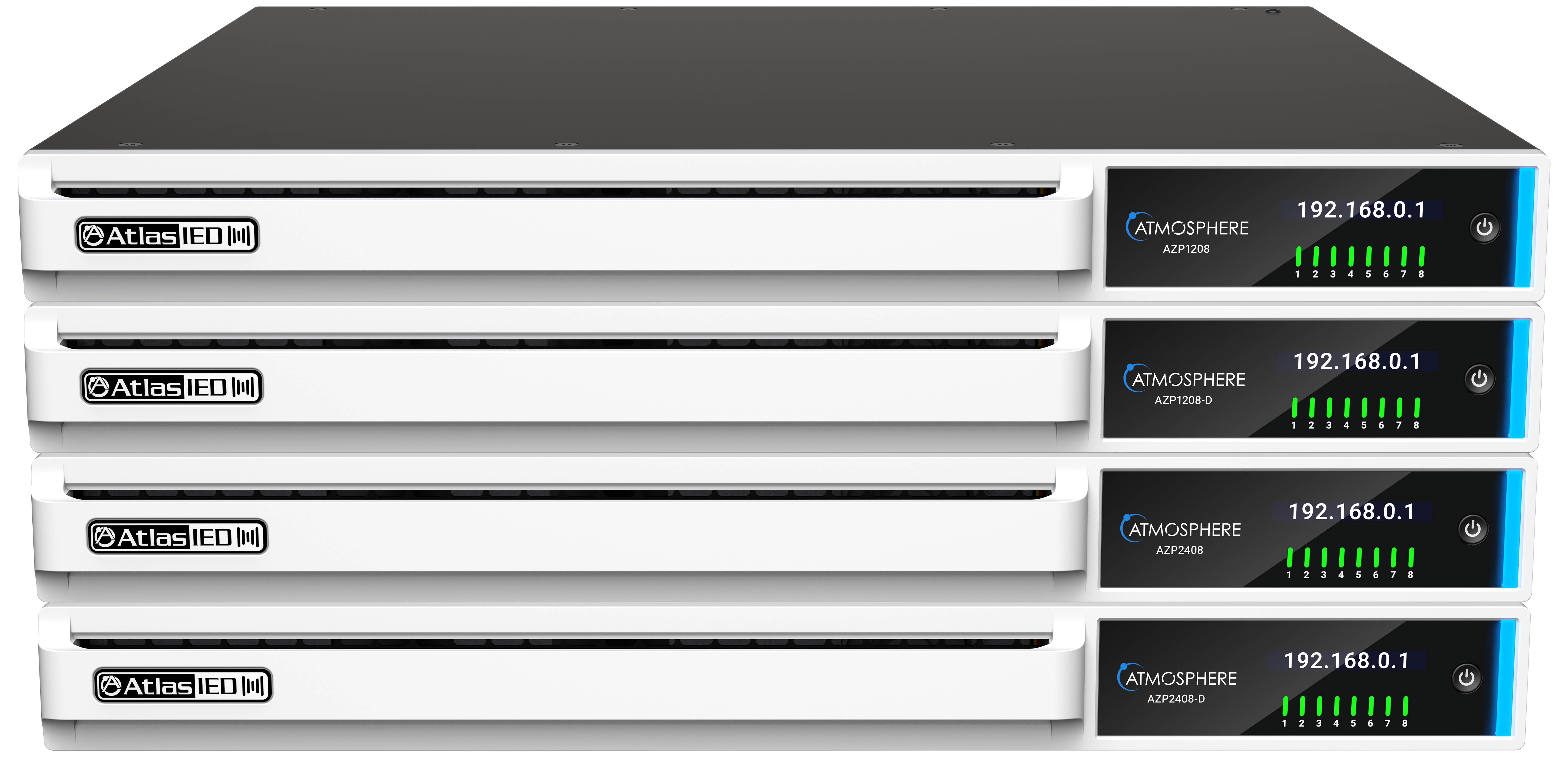 stack of AtlasIED Atmosphere AZP Smart amplifiers